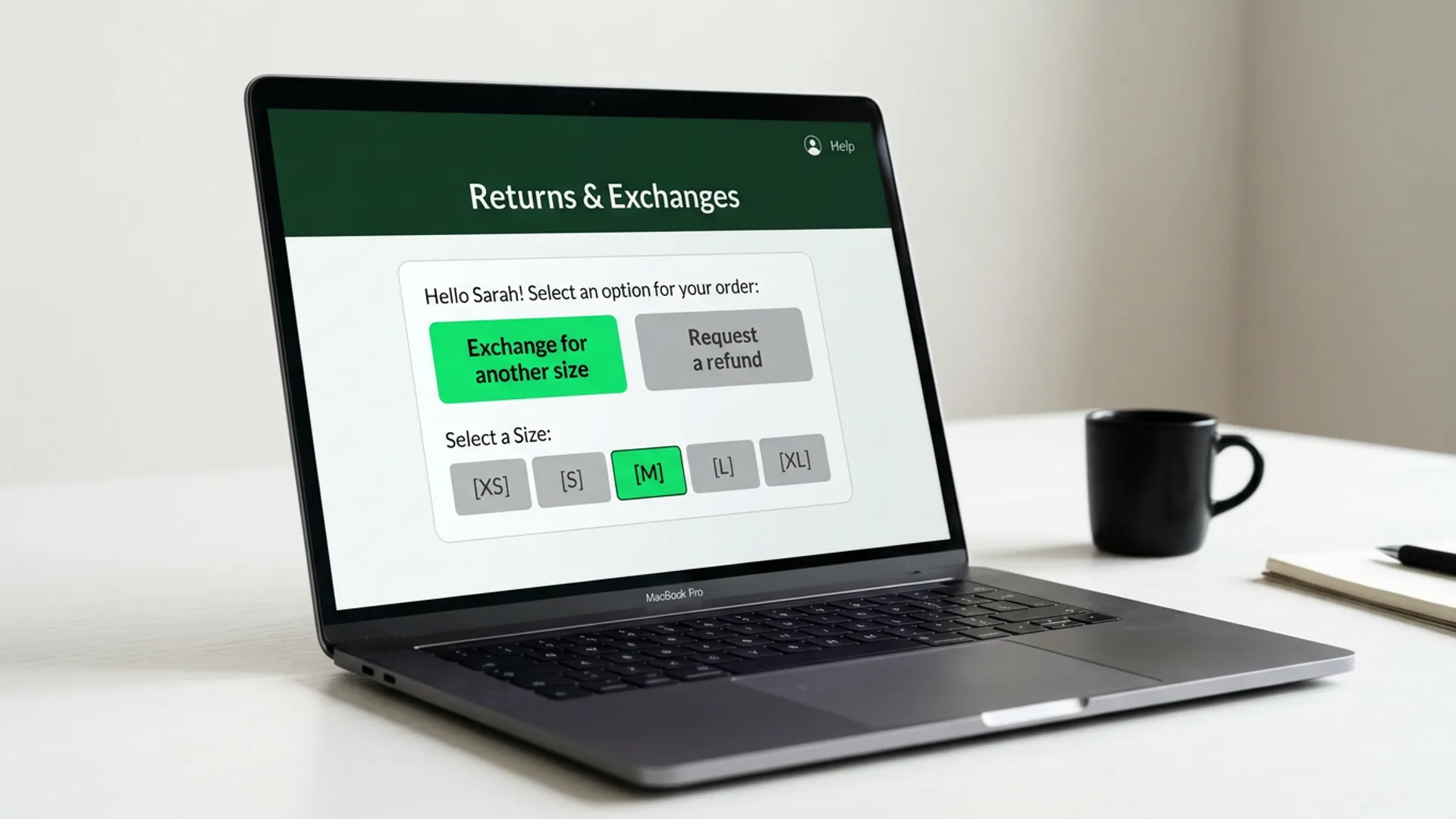 Loopkit exchange-first returns portal showing Exchange for a different size button prominently above the refund option